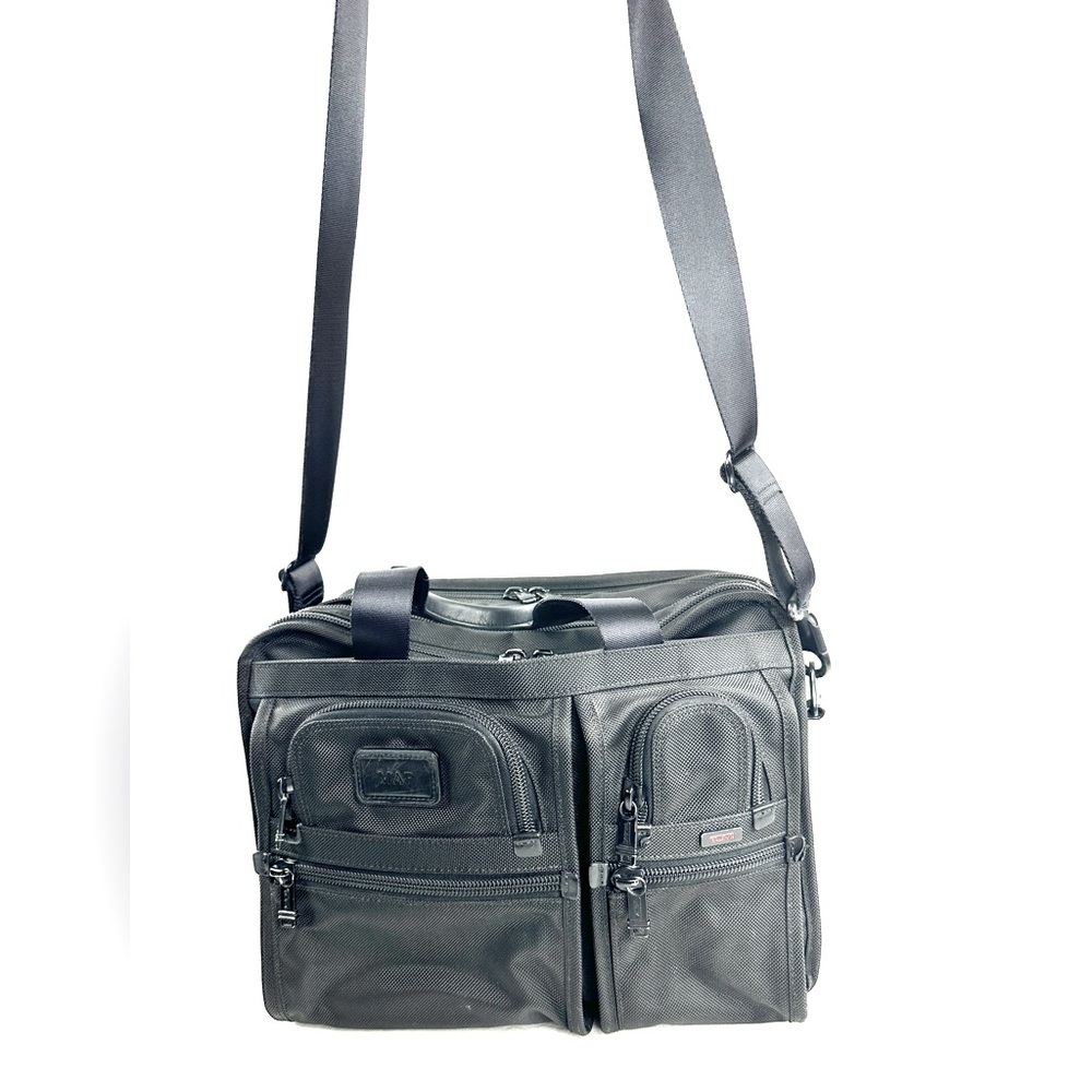 Tumi Black Ballistic Canvas Expandable Large Attaché Briefcase Laptop Bag Office